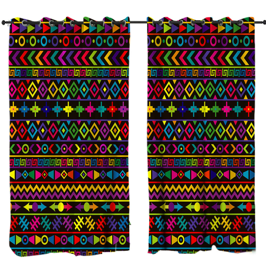 Multi Colored Geometric Pattern Window Curtains