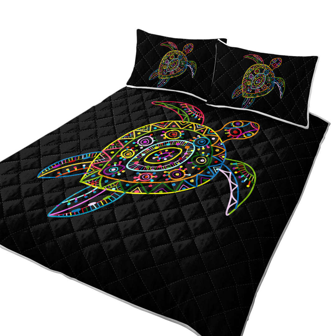 Multi Colored Kids Drawing Turtle Quilts for sale