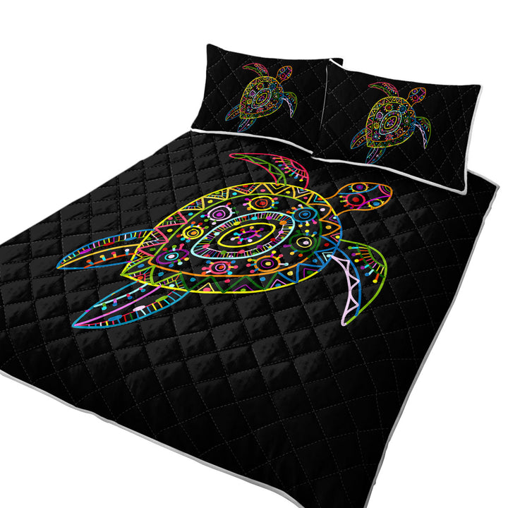 Multi Colored Kids Drawing Turtle Quilts for sale