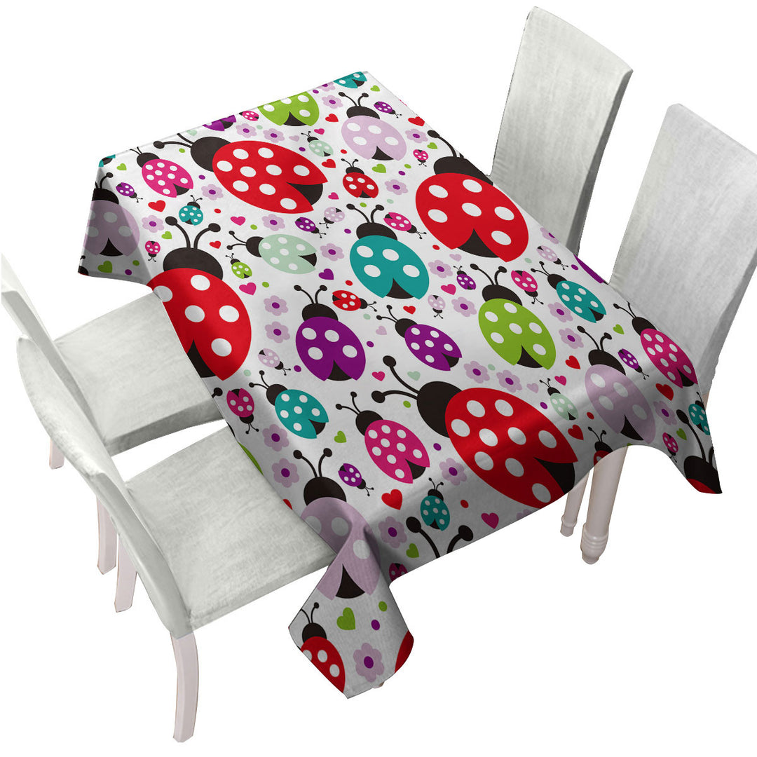 Multi Colored Ladybugs Custom table cloth