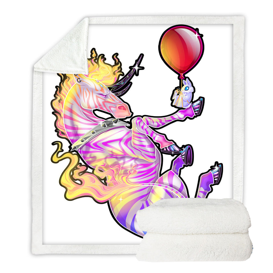 Multi Colored Lightweight Blankets Unicorn Zebra and Bunny