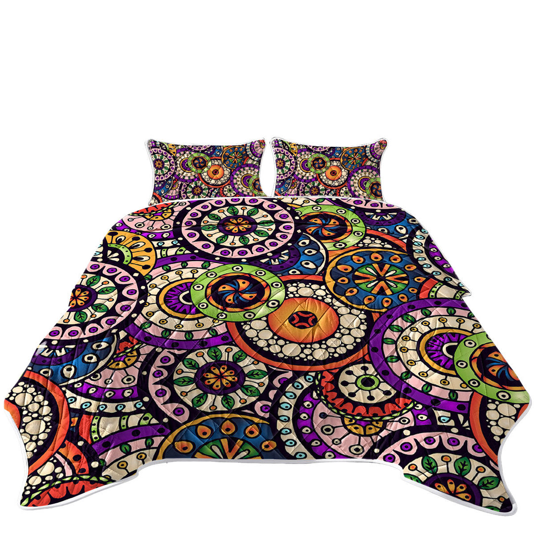 Multi Colored Mandalas Stack California King Quilt Sets