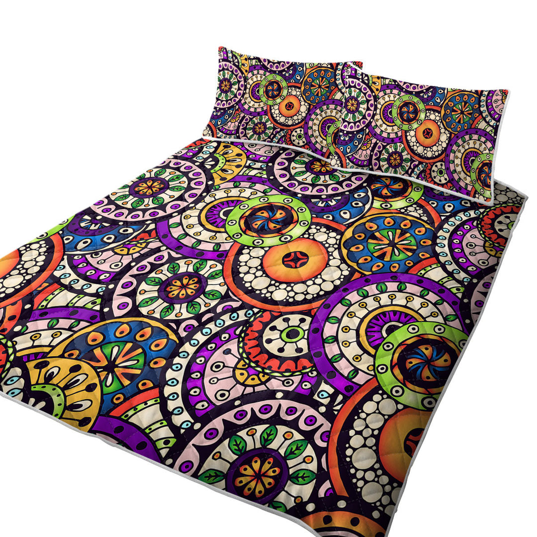 Multi Colored Mandalas Stack King Size Quilt Sets