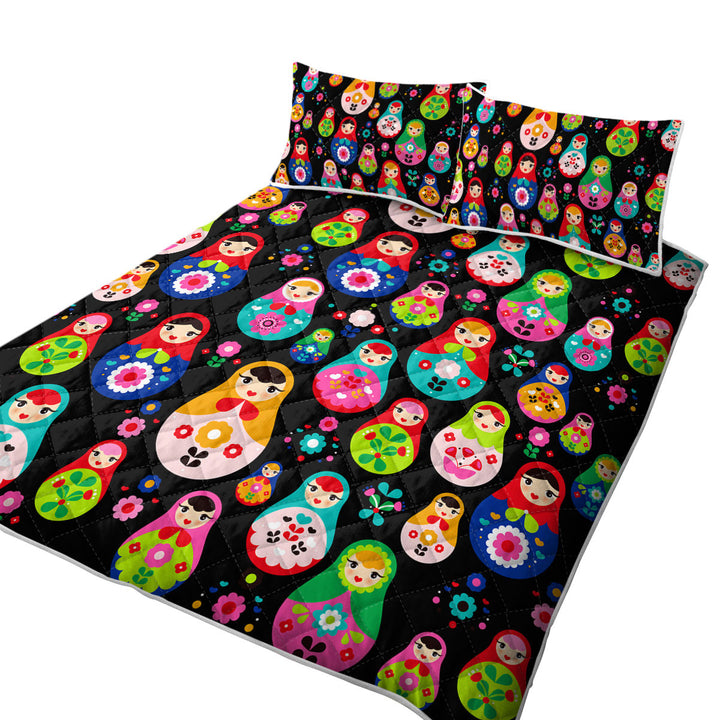 Multi Colored Matryoshka Russian Doll Coverlet