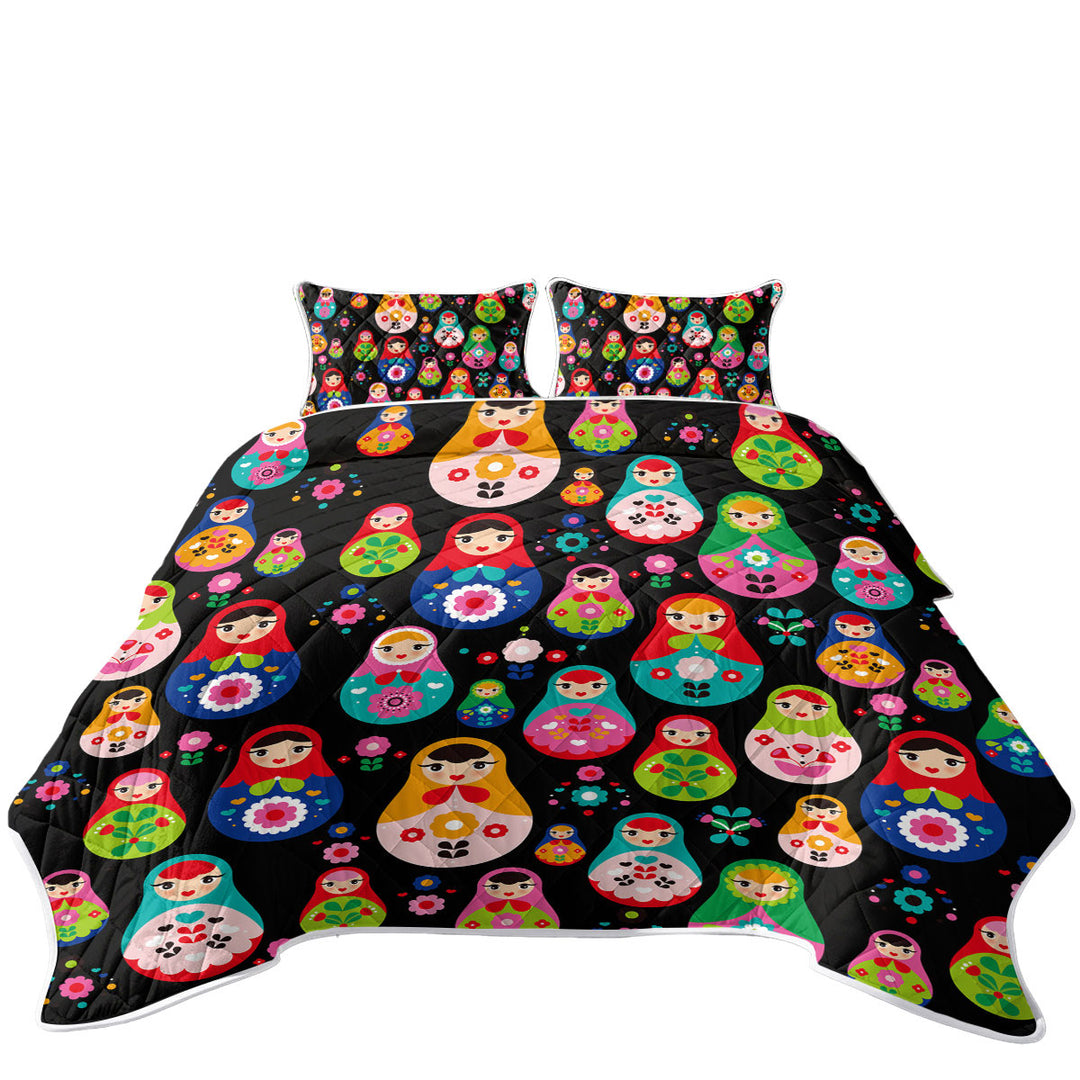 Multi Colored Matryoshka Russian Doll Coverlets