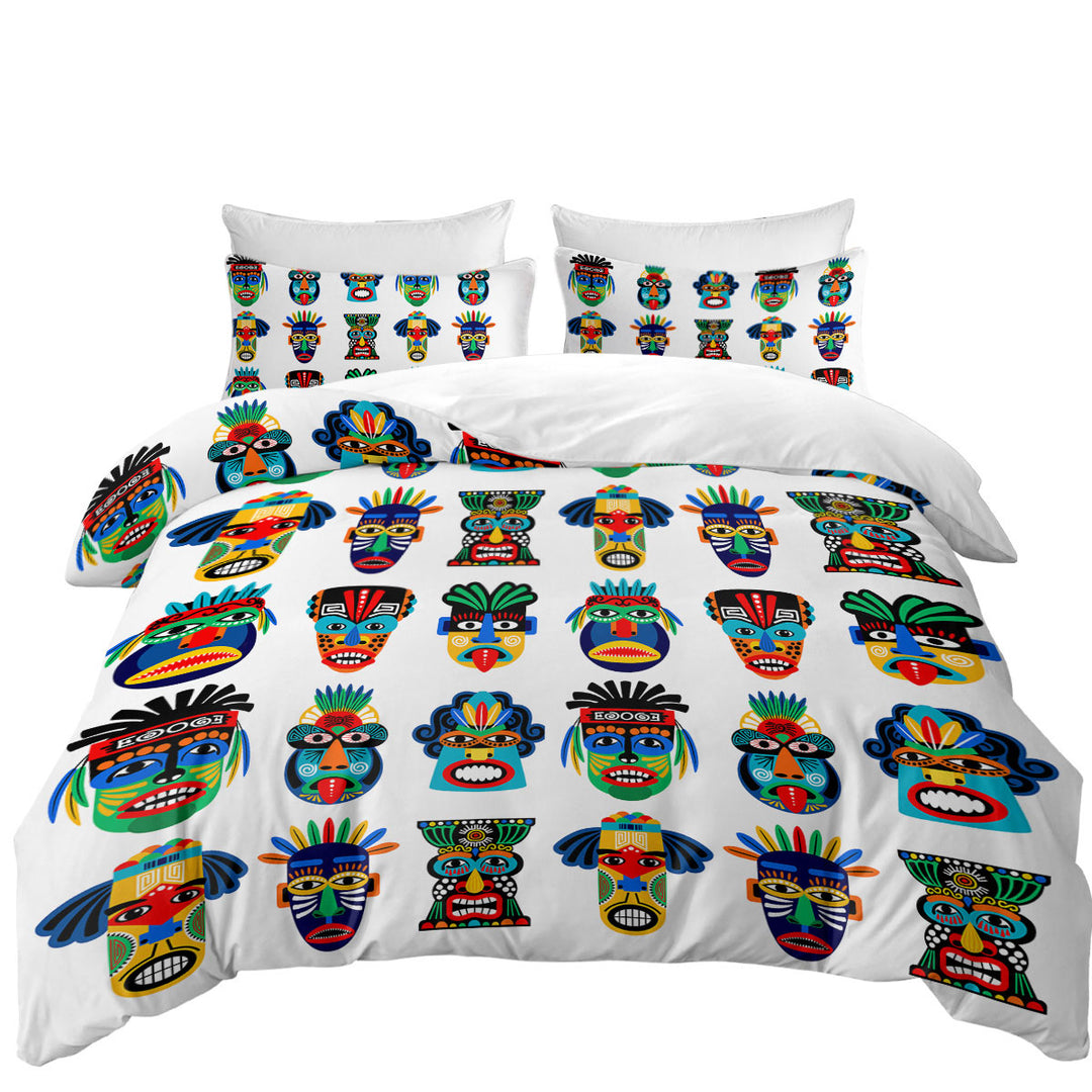 Multi Colored Native Characteristic Masks California King Duvet Cover