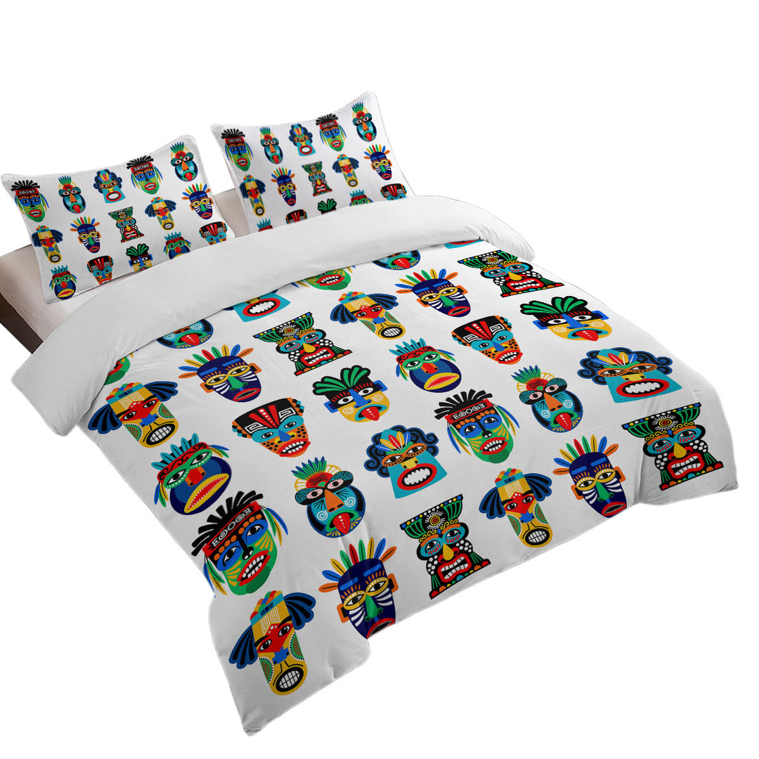 Multi Colored Native Characteristic Masks Coverlets