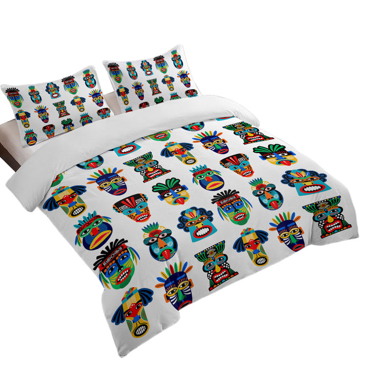 Multi Colored Native Characteristic Masks Coverlets