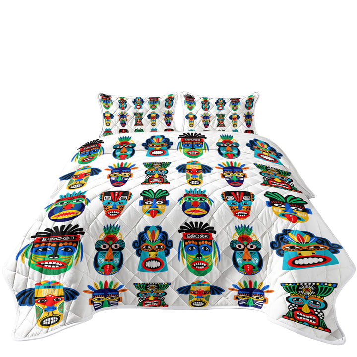 Multi Colored Native Characteristic Masks King Size Quilt