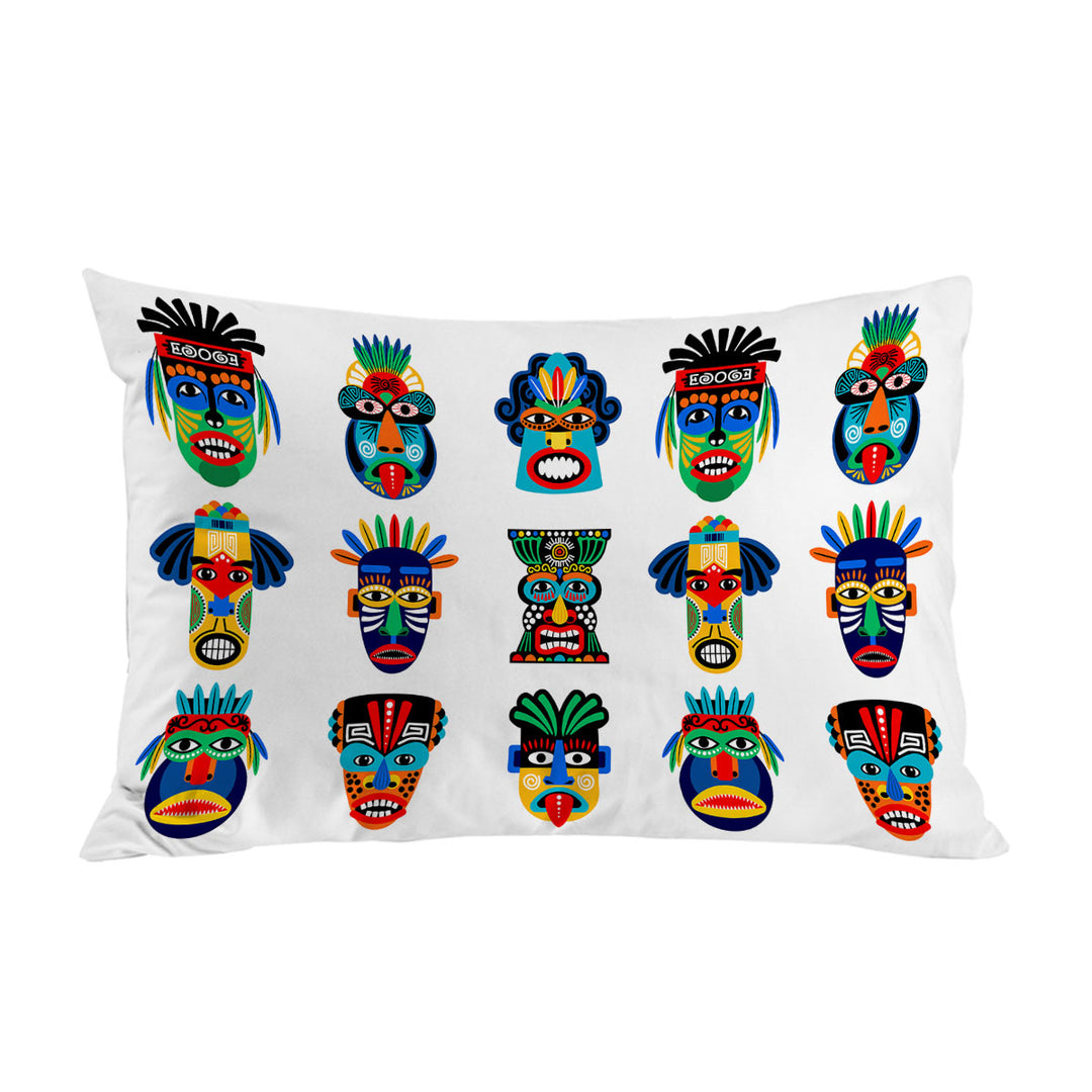 Multi Colored Native Characteristic Masks Pillow Cases
