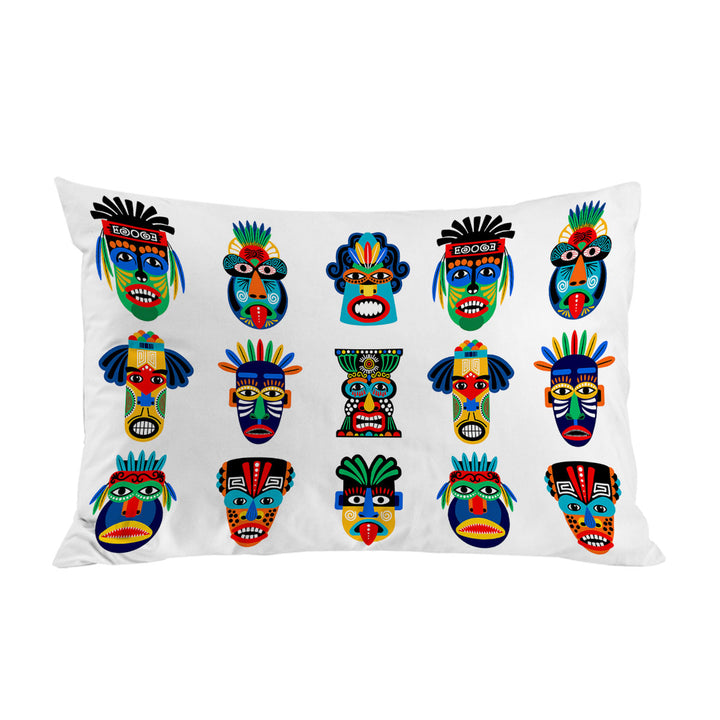 Multi Colored Native Characteristic Masks Pillow Cases
