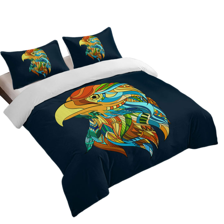 Multi Colored Native Design Eagle Head Bed Covers