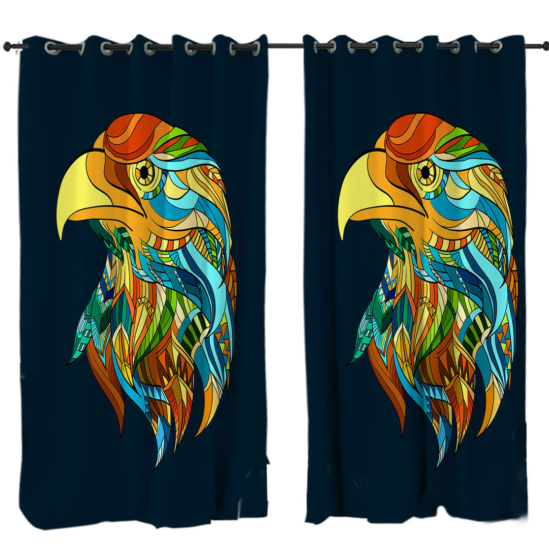 Multi Colored Native Design Eagle Head Drapes
