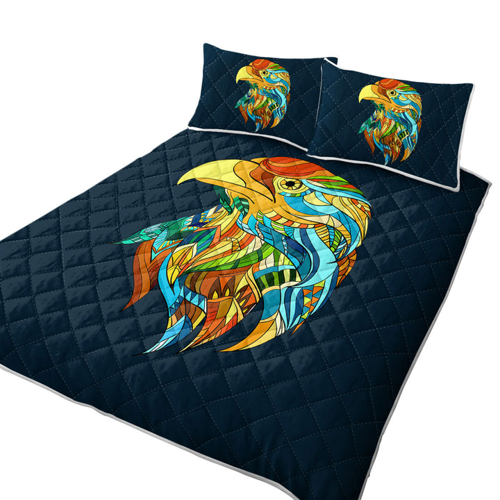 Multi Colored Native Design Eagle Head Quilts