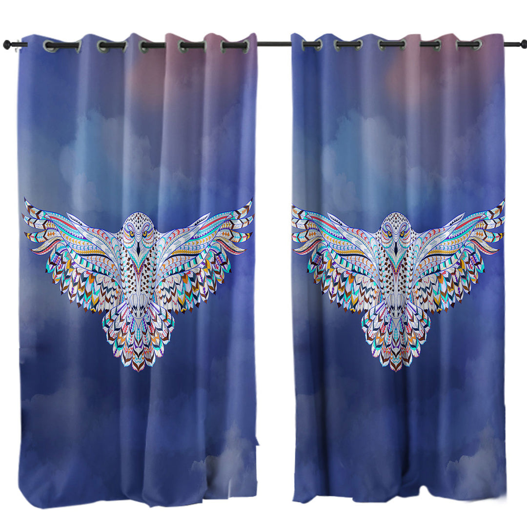 Multi Colored Native Flying Owl Curtains