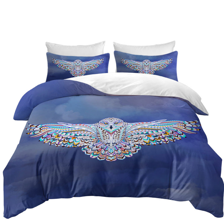 Multi Colored Native Flying Owl Duvet Cover sale