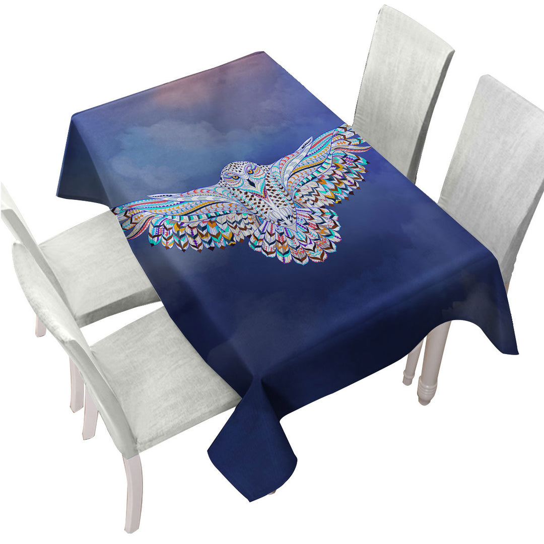 Multi Colored Native Flying Owl Tablecloths