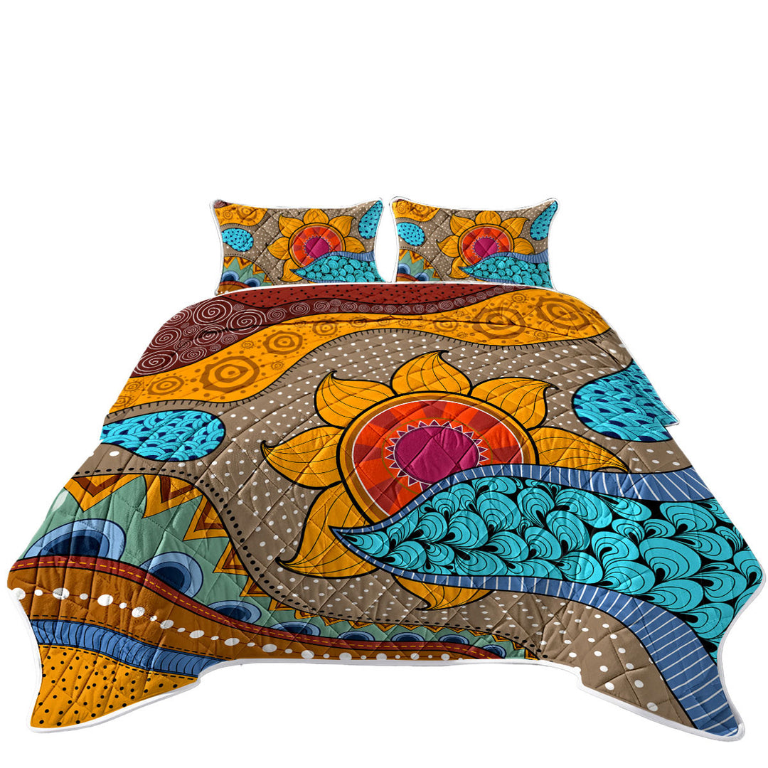 Multi Colored Oriental Art Coverlets