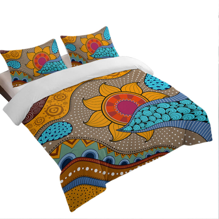 Multi Colored Oriental Art Quilt Cover