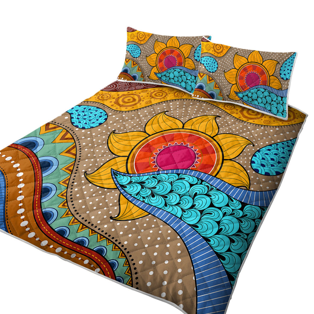 Multi Colored Oriental Art Quilts for Beds
