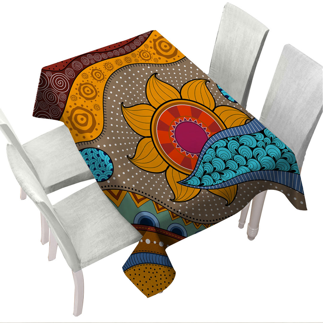 Multi Colored Oriental Art Tablecloths