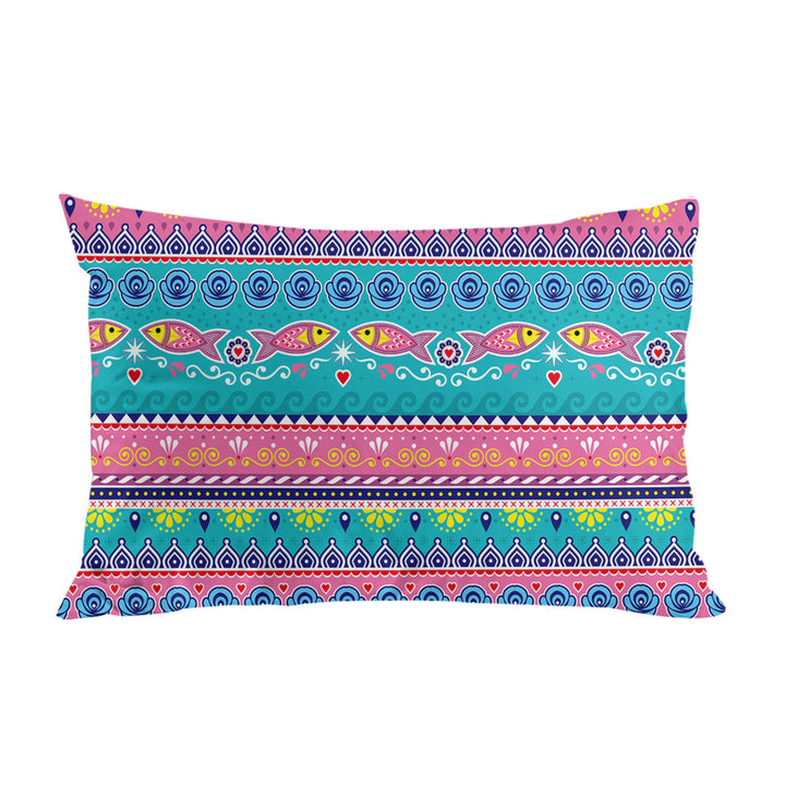 Multi Colored Oriental Fish Design Pillow Cases