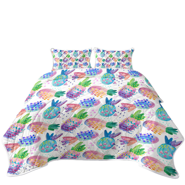 Multi Colored Painted Pineapples Quilts