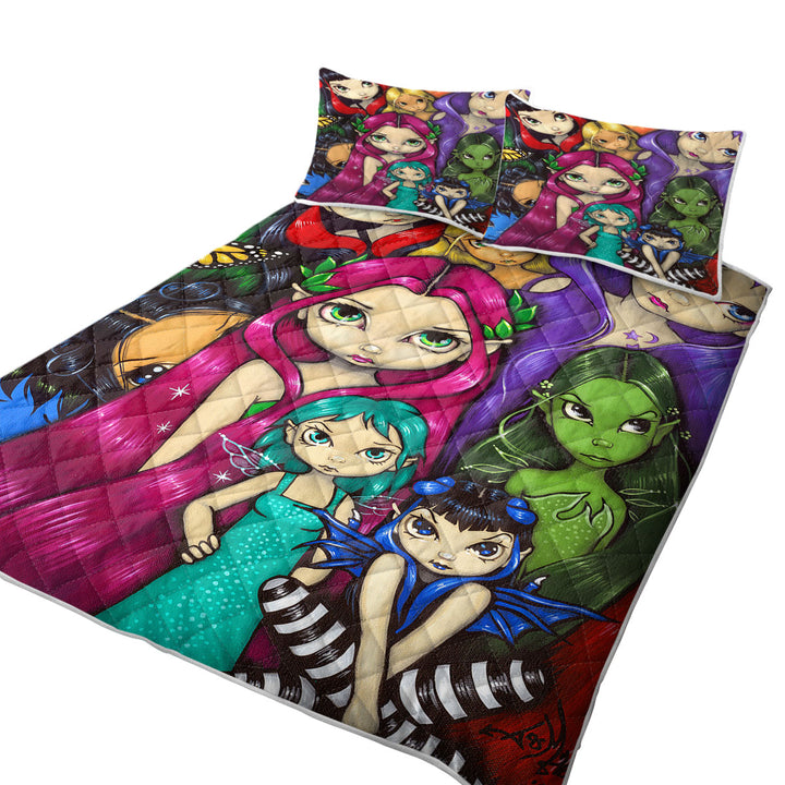 Multi Colored Painting Fairy Group Portrait Quilt shop near me