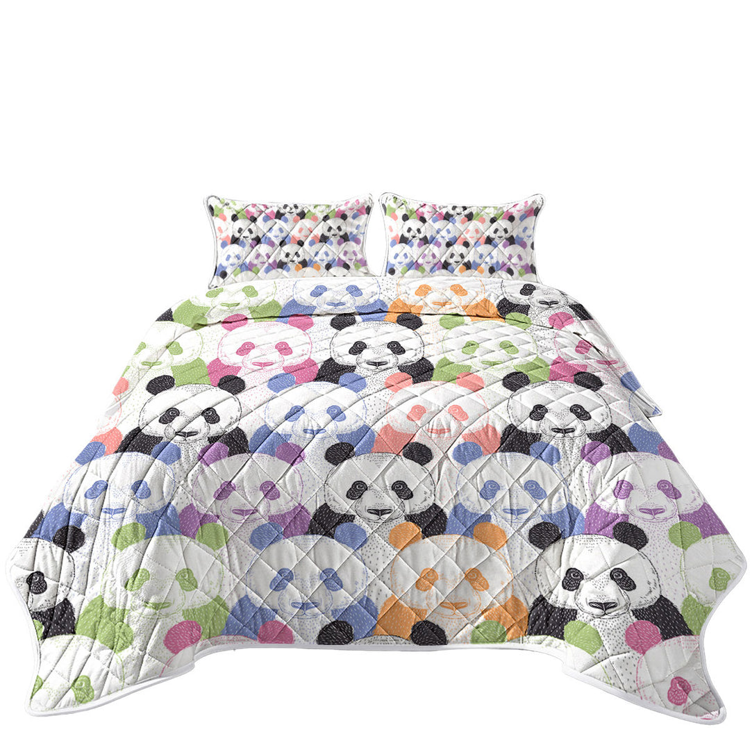 Multi Colored Pandas Coverlet