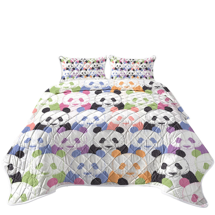 Multi Colored Pandas Coverlet
