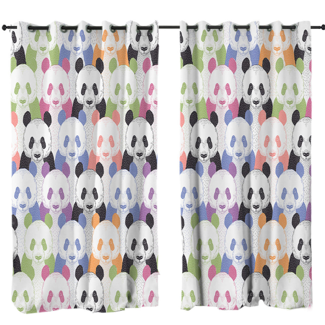 Multi Colored Pandas Curtains