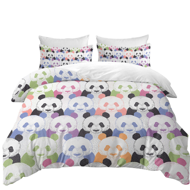 Multi Colored Pandas Duvet Covers