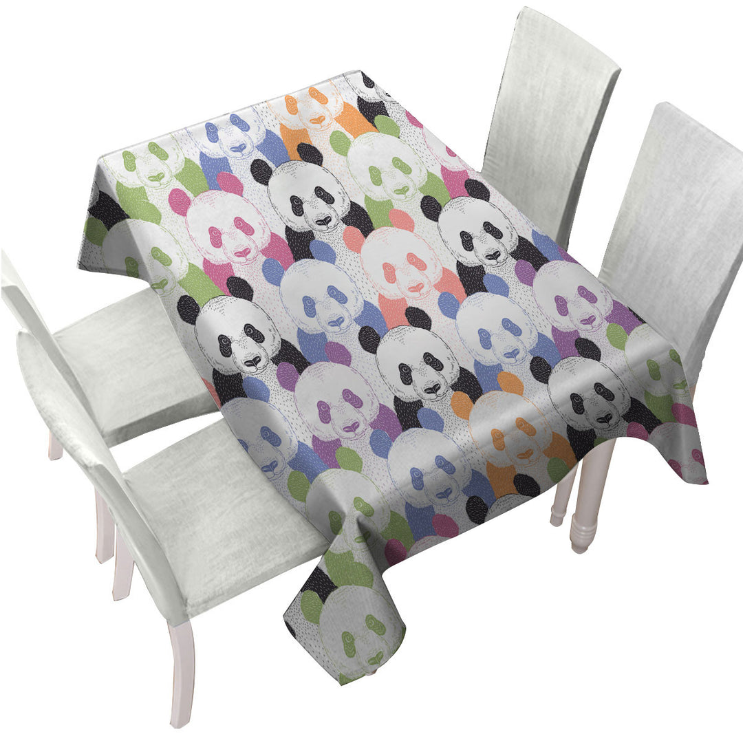 Multi Colored Pandas Tablecloths