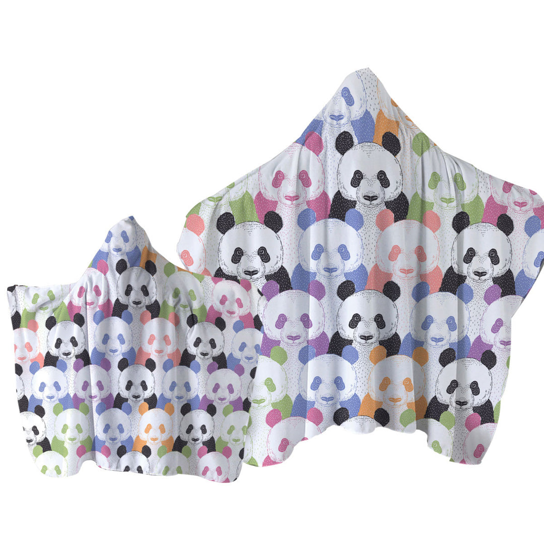 Multi Colored Pandas Towel Hoodie