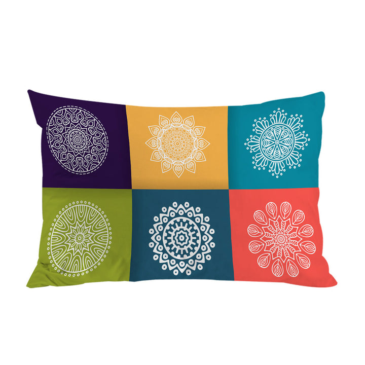 Multi Colored Panel and White Mandalas Pillow Cases