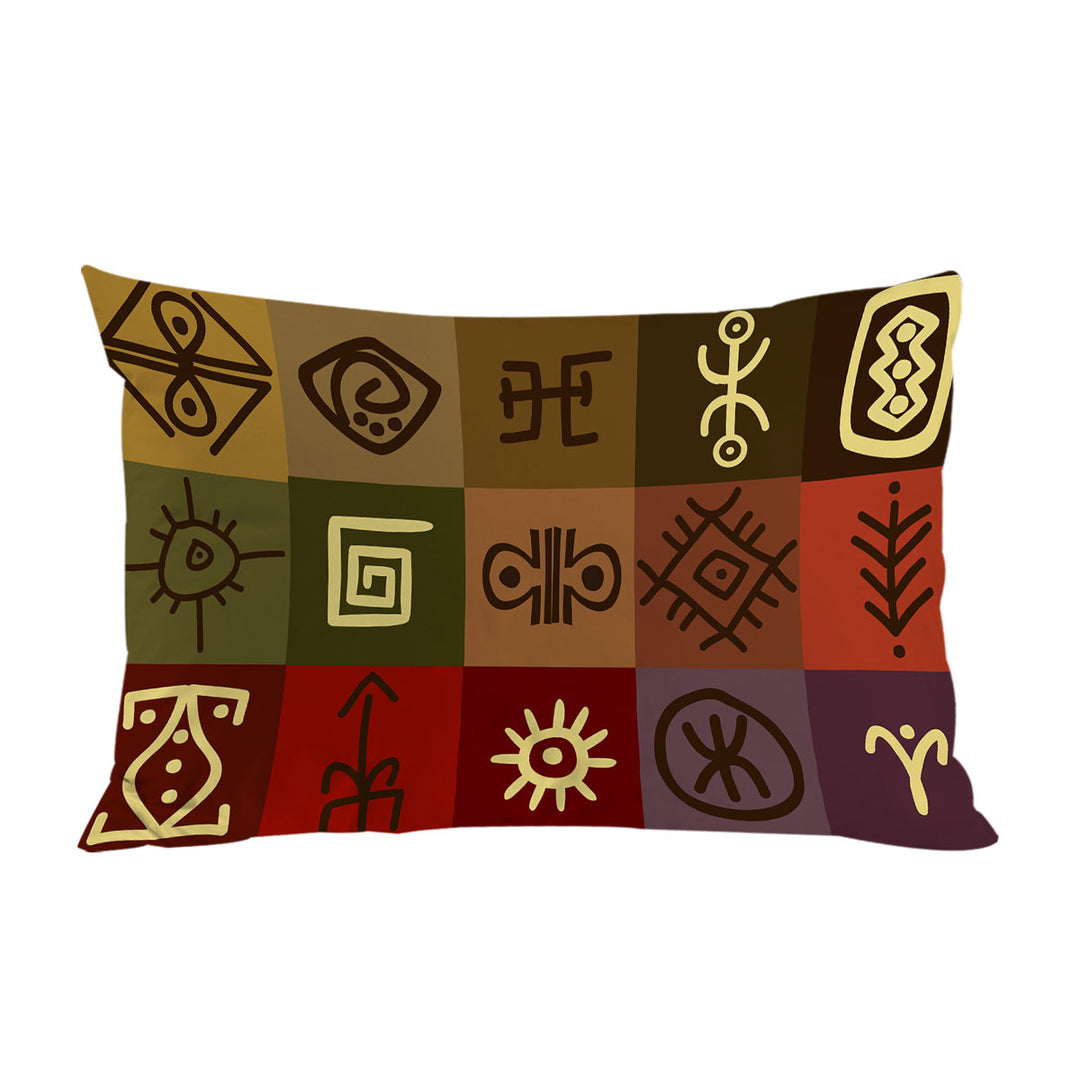 Multi Colored Panels Cool Ancient Symbols Pillowcase