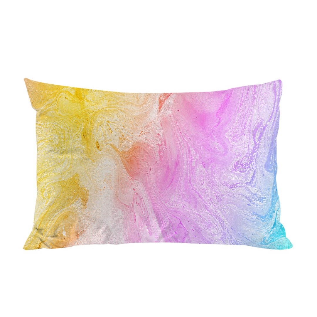 Multi Colored Pastel Yellow Purple Blue Marble Pillowcases