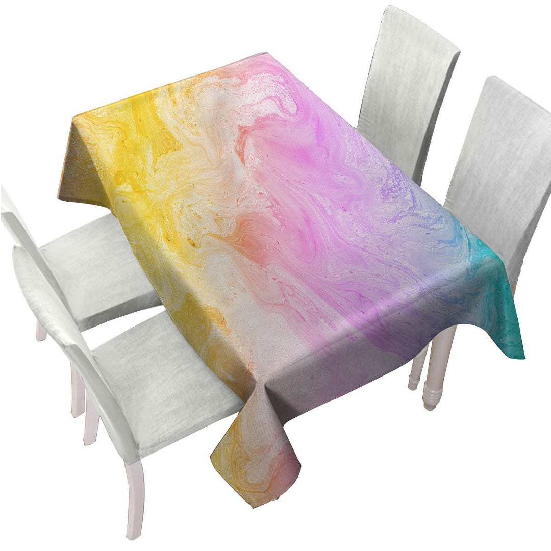 Multi Colored Pastel Yellow Purple Blue Marble Tablecloths