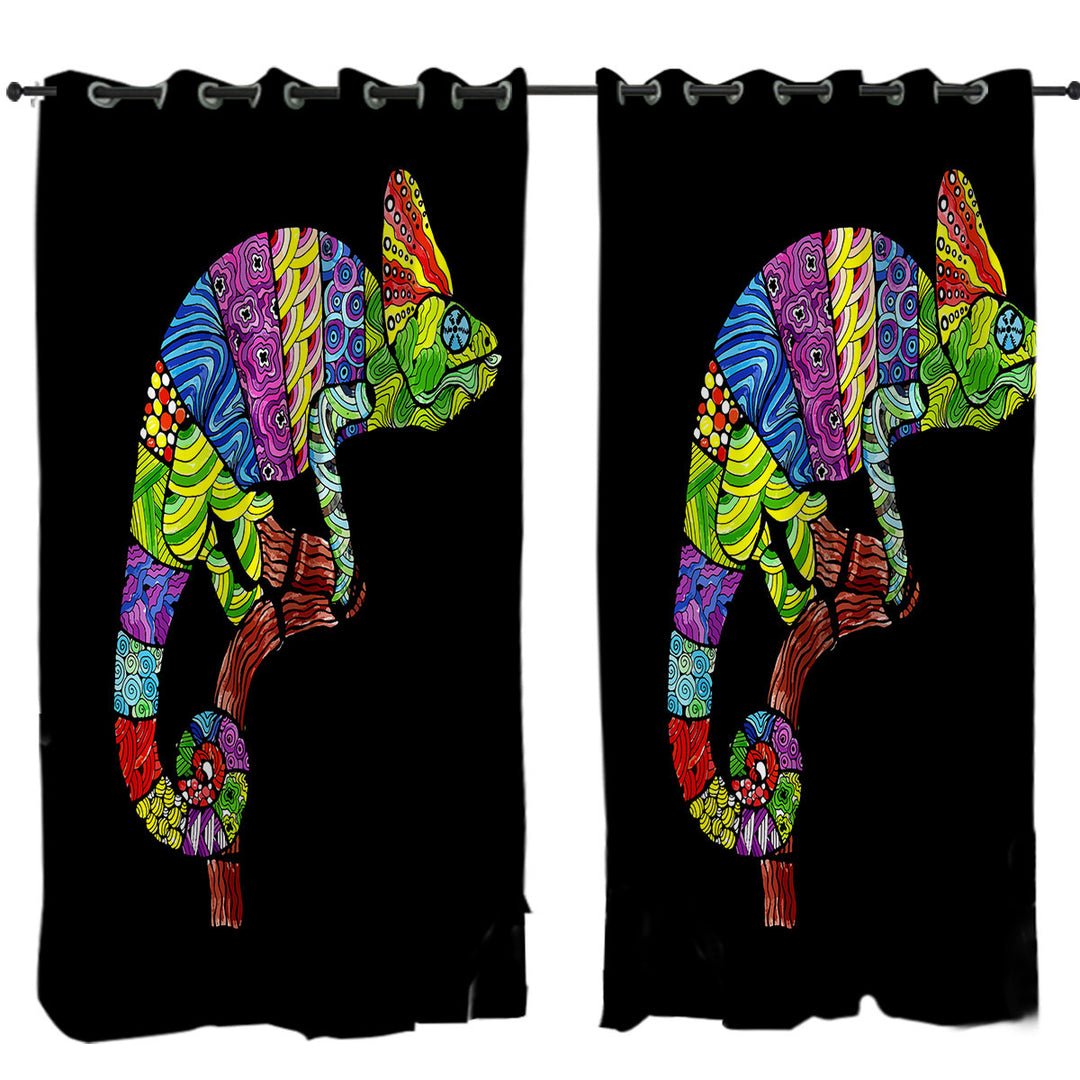Multi Colored Patterns Chameleon Drapes and Curtains
