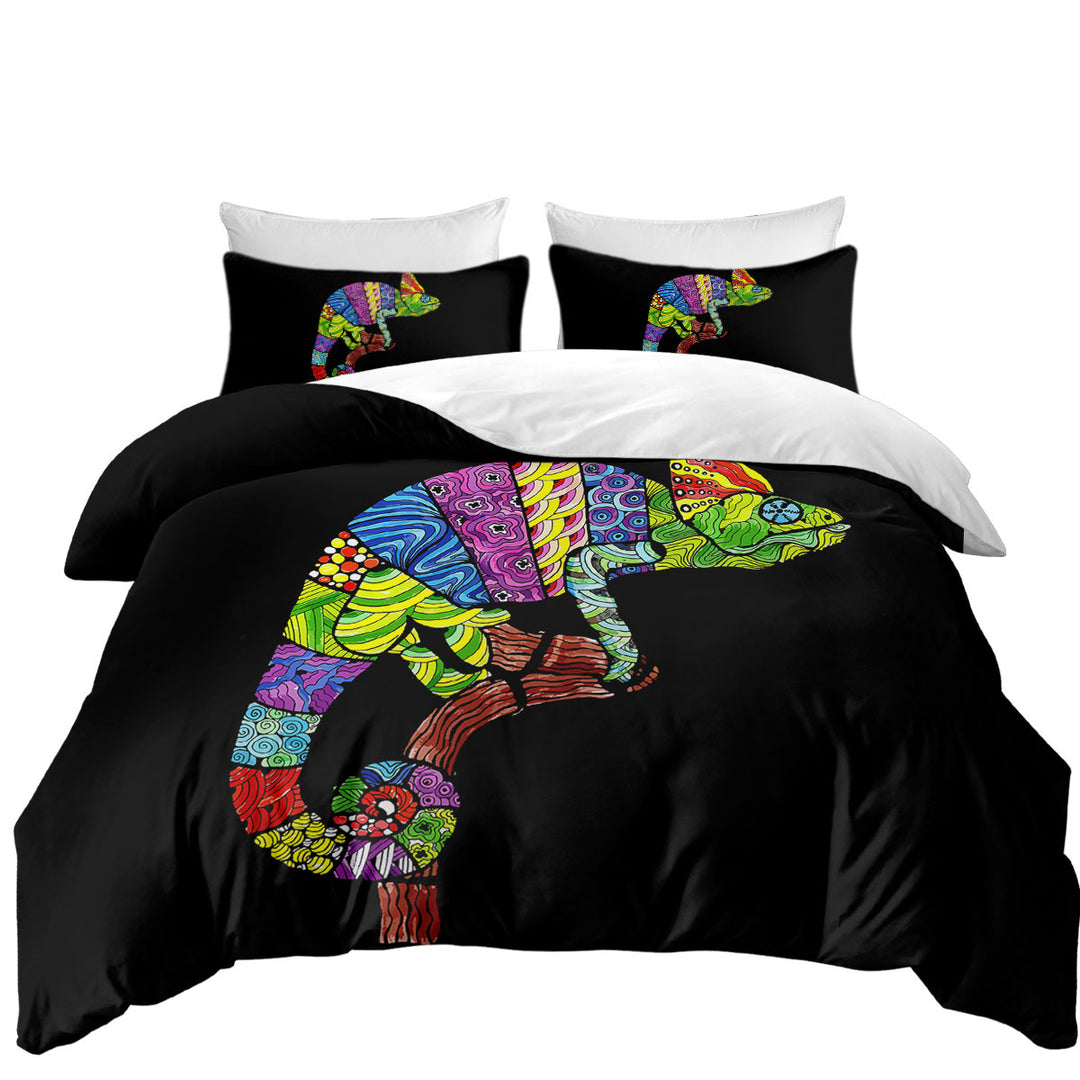 Multi Colored Patterns Chameleon Quilt Cover