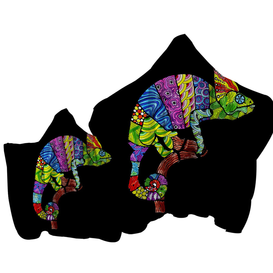 Multi Colored Patterns Chameleon Towel Hoodie