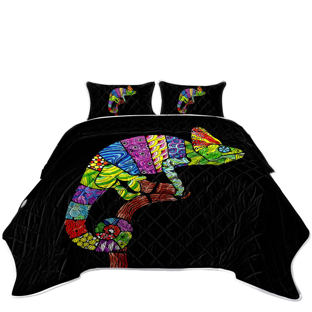 Multi Colored Patterns Chameleon Twin Quilt