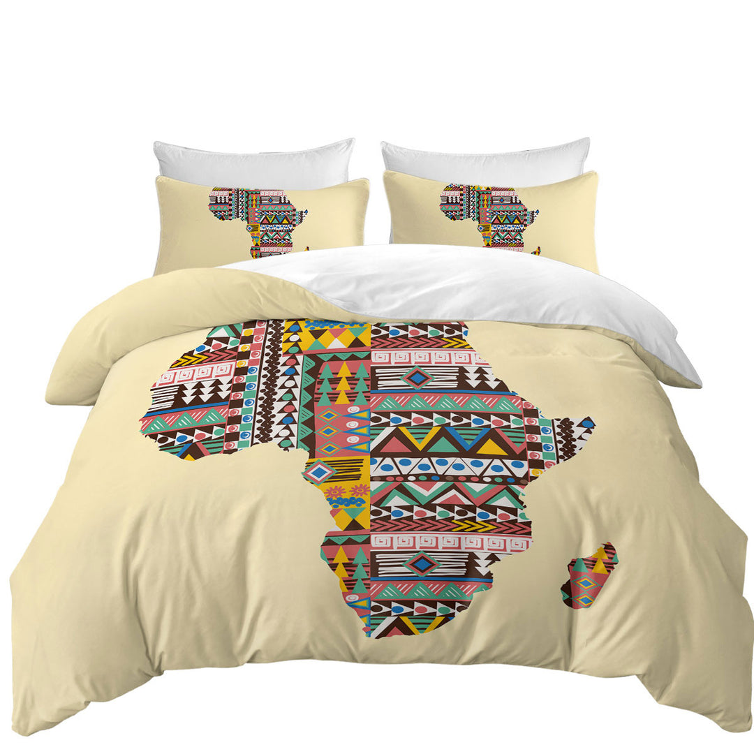 Multi Colored Patterns on Africa Map Coverlet