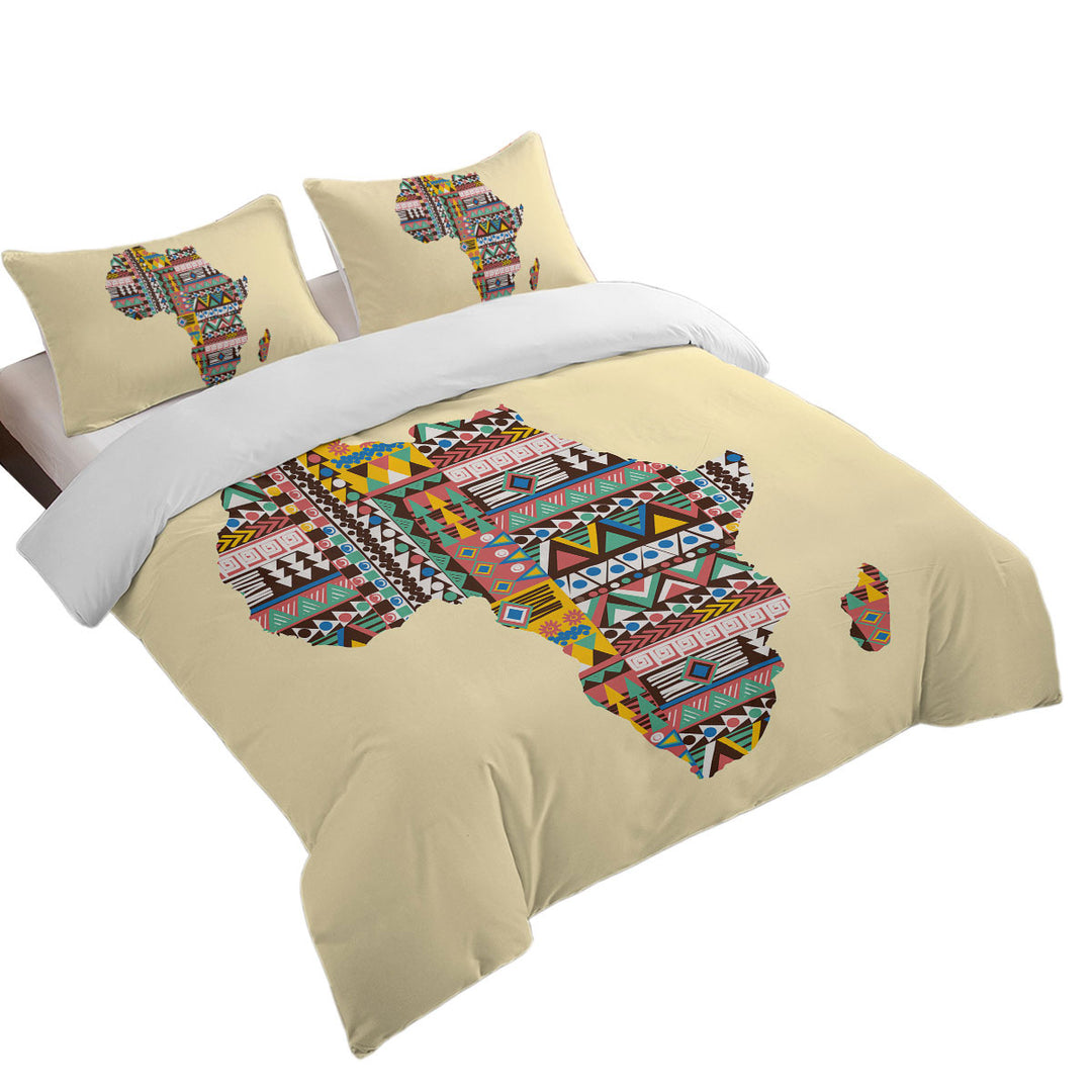 Multi Colored Patterns on Africa Map Duvet Covers