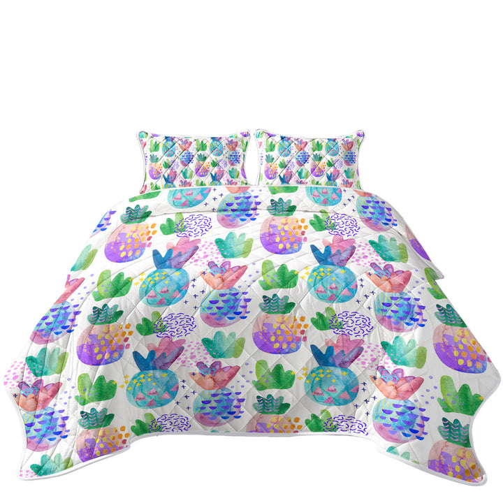 Multi Colored Pineapples Pattern Summer Quilt