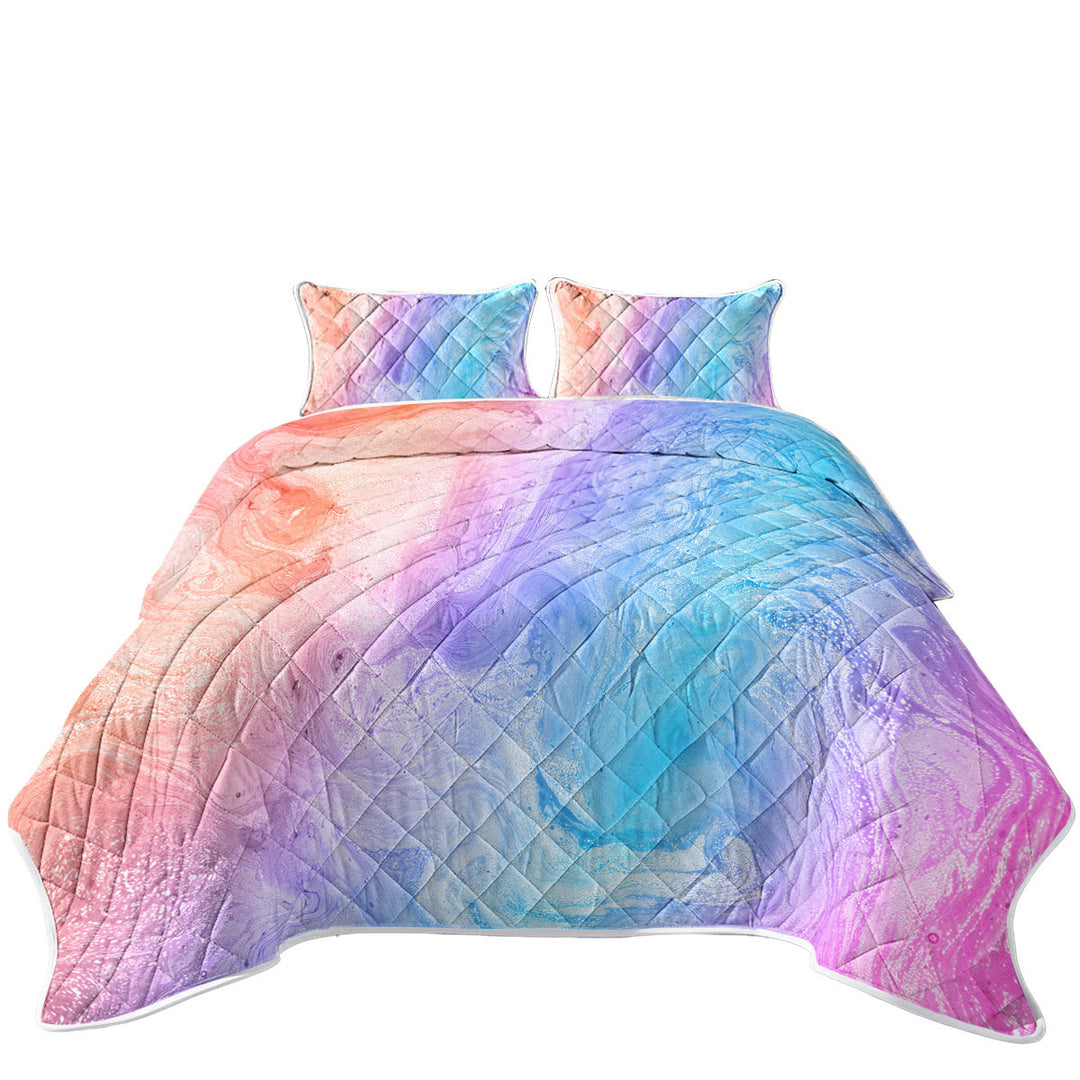 Multi Colored Red Purple Blue Marble Quilt