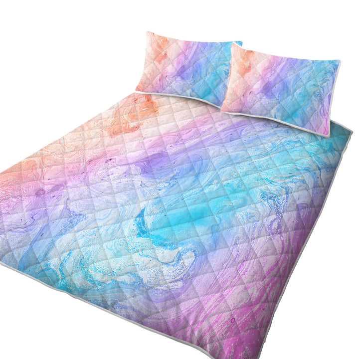 Multi Colored Red Purple Blue Marble Quilts