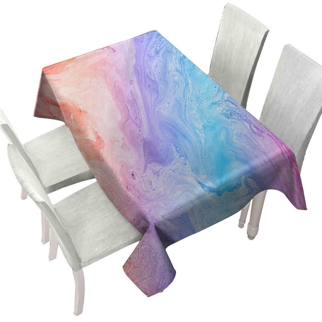 Multi Colored Red Purple Blue Marble Tablecloth