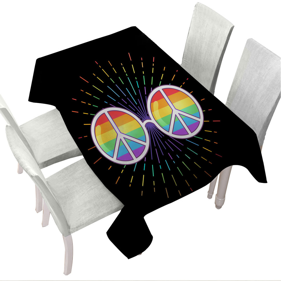 Multi Colored Retro Peace Glasses Custom table Covers