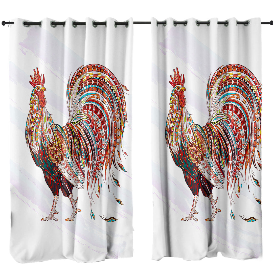 Multi Colored Rooster Curtains